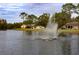 Scenic view of the community pond with a fountain and lush landscaping at 9321 Whitstone Ct, New Port Richey, FL 34655