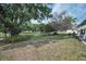 Spacious backyard featuring mature trees and landscaping, offering privacy and a natural setting at 9336 Cape Charles Ave, New Port Richey, FL 34655
