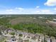 Aerial view of neighborhood homes with tree lined backdrop on a beautiful sunny day at 1250 Halapa Way, Trinity, FL 34655
