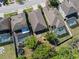 Birds eye view of backyard pools, landscaping and fenced in yards at 1250 Halapa Way, Trinity, FL 34655