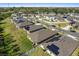 Wide aerial view of a suburban neighborhood featuring single-Gathering homes, green lawns, and well-maintained streets and landscaping at 1957 Fan Aloe Way, Ruskin, FL 33570