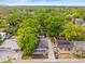 Aerial view of the property surrounded by mature trees and neighboring homes, offering a serene setting at 4816 N Highland Ave, Tampa, FL 33603