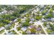 A beautiful aerial view of a residential neighborhood with lush trees and well-maintained homes, some featuring private pools at 8705 Village Mill Row, Hudson, FL 34667