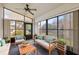 Relaxing sunroom with comfortable seating surrounded by large windows offering scenic backyard views at 1005 Indigo Run Ct, Spring Hill, FL 34609