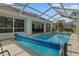 Enclosed pool with cover, screened patio, and lush backyard landscaping for private outdoor living at 2309 Terrace View Ln, Spring Hill, FL 34606