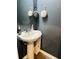 Stylish powder room featuring a pedestal sink, modern fixtures, and unique decorative accents at 3037 Jacob Crossing Ln, Holiday, FL 34691