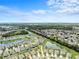 Breathtaking aerial view of a residential area featuring ponds and a green landscape under a sunny sky at 30639 Summer Sun Loop, Wesley Chapel, FL 33545