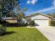 Relaxing screened porch with comfortable seating, ceiling fans, and views of the lush backyard at 3142 Crenshaw Ct, New Port Richey, FL 34655