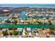 Aerial view of waterfront community, highlighting property with private dock and canal access at 3215 Hibiscus Dr, Hernando Beach, FL 34607