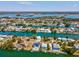 High aerial view of a waterfront community, showcasing boating canals and waterfront access at 3215 Hibiscus Dr, Hernando Beach, FL 34607