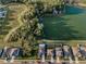 Bird's eye view featuring houses adjacent to a pond with mature trees, highlighting the community's natural beauty at 36419 Flats St, Zephyrhills, FL 33541