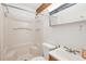 Bathroom with neutral colored tile shower/tub combination, and vanity at 3741 Appleton Ct, Palm Harbor, FL 34684