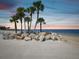 Scenic beachfront with palm trees and ocean view, ideal for relaxation and enjoying the sunset at 4237 Marine Pkwy, New Port Richey, FL 34652