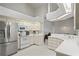 Modern kitchen showcasing stainless steel appliances, white cabinetry, and an open design at 12300 Drake Ln, Spring Hill, FL 34609