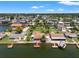 Aerial view of waterfront homes with docks and boatlifts along a canal at 13811 Michelle Ave, Hudson, FL 34667