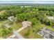 An aerial view showcases a home situated on a lot surrounded by mature trees in a tranquil neighborhood at 24104 Peppermill Dr, Brooksville, FL 34601