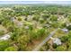 An aerial view of a quiet residential neighborhood surrounded by lush greenery and mature trees at 24104 Peppermill Dr, Brooksville, FL 34601