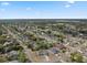 Drone image of a suburban neighborhood featuring various single-Gathering homes and green spaces under a blue sky at 3017 Aldoro Ave, Spring Hill, FL 34609