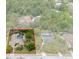 An aerial shot showing the property, featuring a screened pool and surrounded by trees at 6475 Laurel Oak Dr, Spring Hill, FL 34607