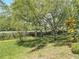 Backyard featuring lush greenery, mature trees, and a partial fence for added privacy at 6821 Breezy Palm Dr, Riverview, FL 33578