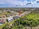 An elevated perspective of this neighborhood shows well-maintained homes with backyard pools bordered by mature landscaping at 8606 Coral Creek Loop, Hudson, FL 34667
