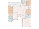 Colored floor plan showcases layout with primary bedroom, kitchen, living room and garage dimensions at 8606 Coral Creek Loop, Hudson, FL 34667