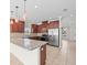 Modern kitchen with granite countertops, stainless steel appliances, and open layout at 13366 Barkingside Pl, Spring Hill, FL 34609