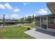 Waterfront backyard with a screened lanai and canal access for boating at 13700 Allyn Dr, Hudson, FL 34667