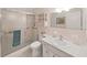 Cozy bathroom features shower, sink, vanity, and toilet with accessories at 2221 Swedish Dr # 15, Clearwater, FL 33763