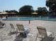 Community pool area with lounge chairs and mature trees offers a relaxing atmosphere for residents at 2221 Swedish Dr # 15, Clearwater, FL 33763