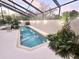 Relaxing screened-in pool area with lush tropical landscaping, perfect for leisure and privacy at 3415 Holly Springs Dr, Hernando Beach, FL 34607