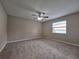 Bright bedroom with plush carpeting, a ceiling fan, and window at 4503 Sheffield Rd, Land O Lakes, FL 34639