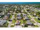 Expansive aerial view of a residential neighborhood near the ocean with lush greenery and blue water backdrop at 4731 Egret Rd, Venice, FL 34293