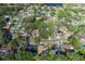 Expansive aerial view of a single Gathering home nestled in a lush, green residential neighborhood with mature trees at 512 Winding Willow Dr, Palm Harbor, FL 34683
