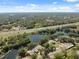 Beautiful aerial view showcasing the homes nestled among lush greenery, adjacent to a peaceful pond and convenient highway access at 7522 Heather Walk Dr, Weeki Wachee, FL 34613