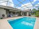 Inviting pool area featuring a screened enclosure, ample patio space, and a built-in spa for ultimate relaxation at 9032 Cypress Glen Ct, Weeki Wachee, FL 34613