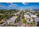 Aerial view showcases urban landscape with tree-lined streets and vibrant city skyline, highlighting location and amenities at 1309 45Th S St, St Petersburg, FL 33711