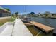 Waterfront property featuring a dock, boat lift, and canal access, providing excellent boating and recreational opportunities at 3362 Minnow Creek Dr, Hernando Beach, FL 34607