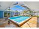 Enclosed pool area, with ample seating, potted plants and tile flooring at 7230 17Th N Ln, St Petersburg, FL 33702