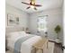 Serene bedroom with a queen bed, natural light, and minimalist decor, creating a peaceful retreat at 10318 Piper Dr, New Port Richey, FL 34654