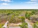 An aerial shot shows the home surrounded by trees with a long driveway from the road, and a car parked to the side at 10531 Lakeview Dr, New Port Richey, FL 34654