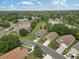 Aerial view showcasing a well-maintained residential area with tree-lined streets and manicured lawns at 12004 Valley Falls Loop, Spring Hill, FL 34609