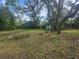 Spacious backyard with a green shed at the rear of the lot ready for renovation at 13120 Davista Ave, New Port Richey, FL 34654