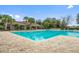 Sparkling pool with clear blue water, surrounded by lounge chairs and tropical landscaping at 13619 Hunters Point St, Spring Hill, FL 34609