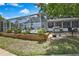 Landscaped backyard with a screen enclosed pool, patio, and lush green lawn that’s perfect for outdoor entertaining at 279 Maple Ave, Palm Harbor, FL 34684