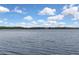 Serene and expansive view of a calm lake with a wooded shoreline under a partly cloudy sky at 279 Maple Ave, Palm Harbor, FL 34684