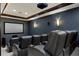 Home theater with tiered seating, projector, and sconce lighting for an immersive experience at 3026 Wentworth Way, Tarpon Springs, FL 34688