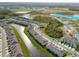 Stunning aerial view showcasing a residential community with a long canal at 31718 Blue Passing Loop, Wesley Chapel, FL 33545