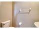 Half bathroom featuring pedestal sink, toilet, and towel rack at 31718 Blue Passing Loop, Wesley Chapel, FL 33545