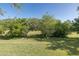 Expansive backyard featuring lush greenery, mature trees, and a serene pond at 4082 Watson Dr, New Port Richey, FL 34655